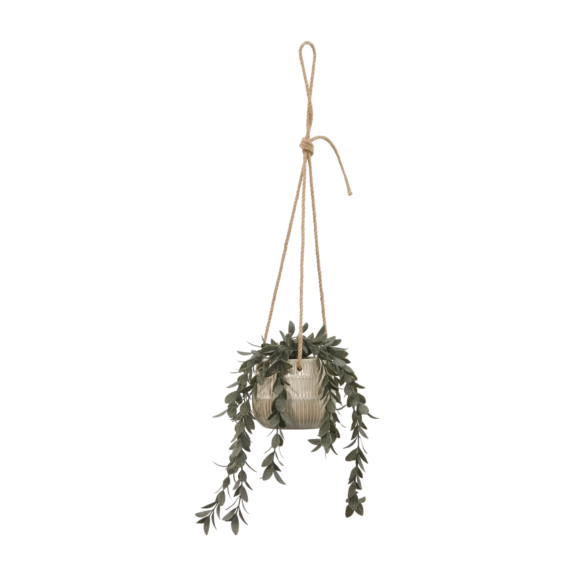 Artificial Leaves in Hanging Textured Pot