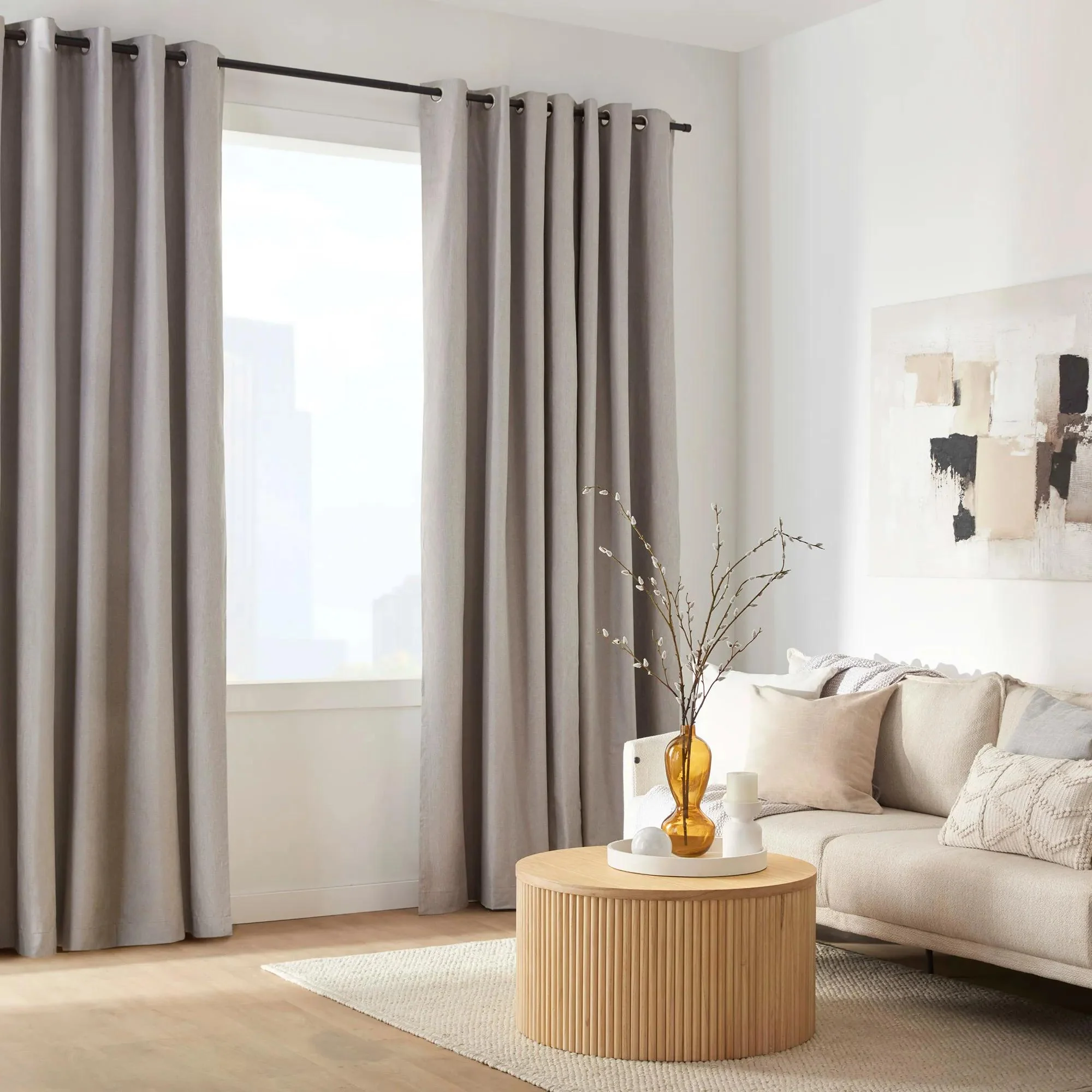 Beige Chambray Blackout Curtain - Image 5