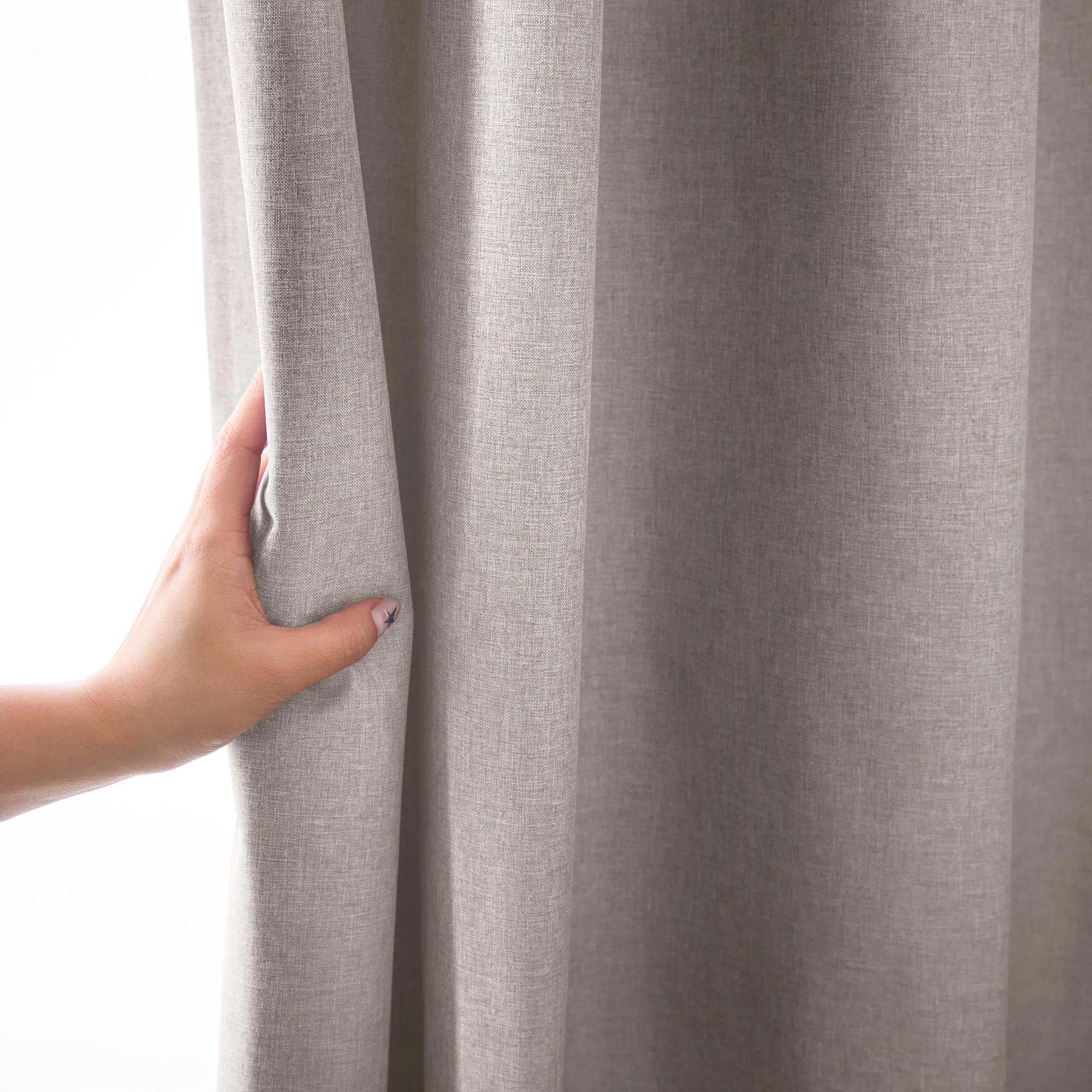 Light Grey Chambray Blackout Curtain - Image 2