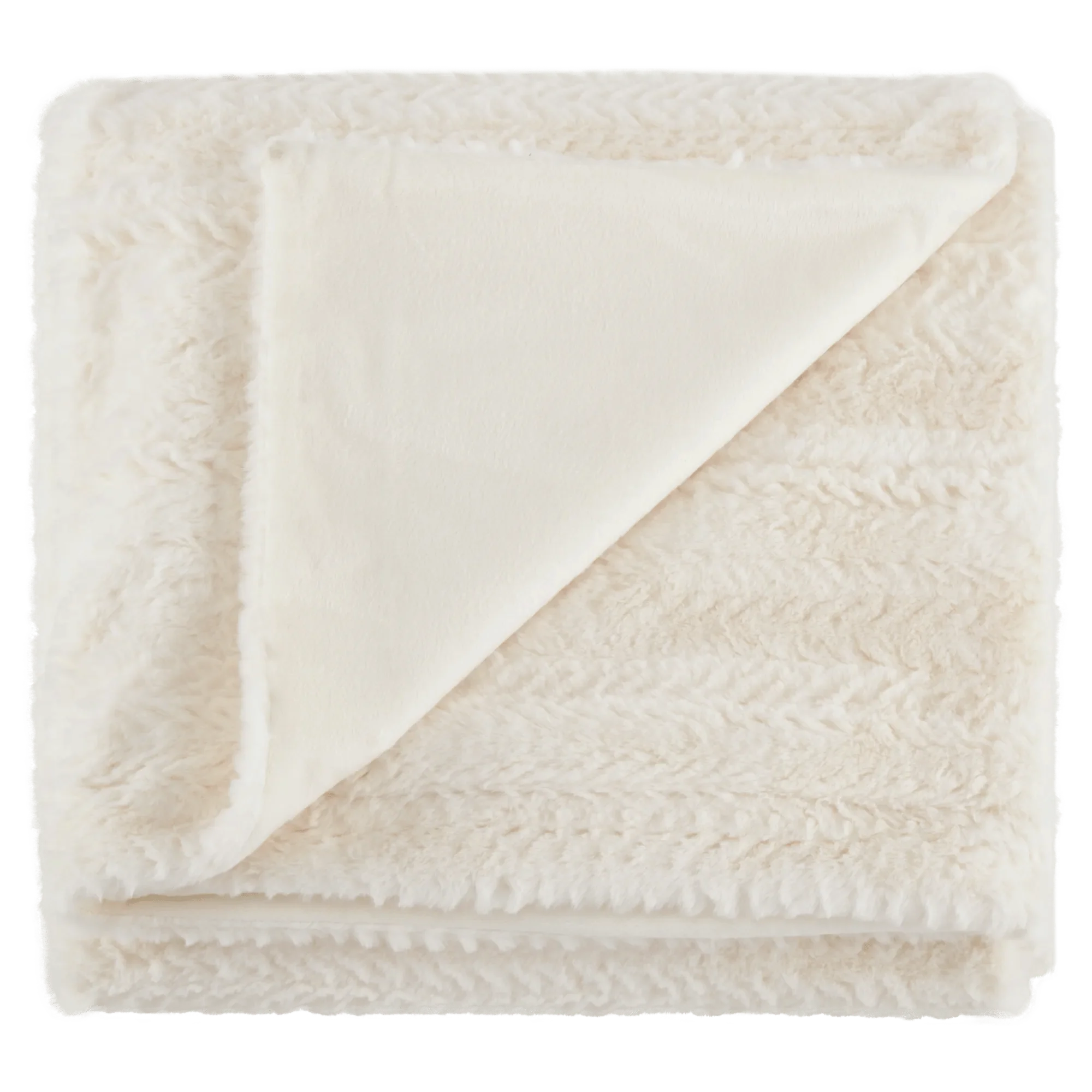 Off White Ellyn Faux Fur Throw