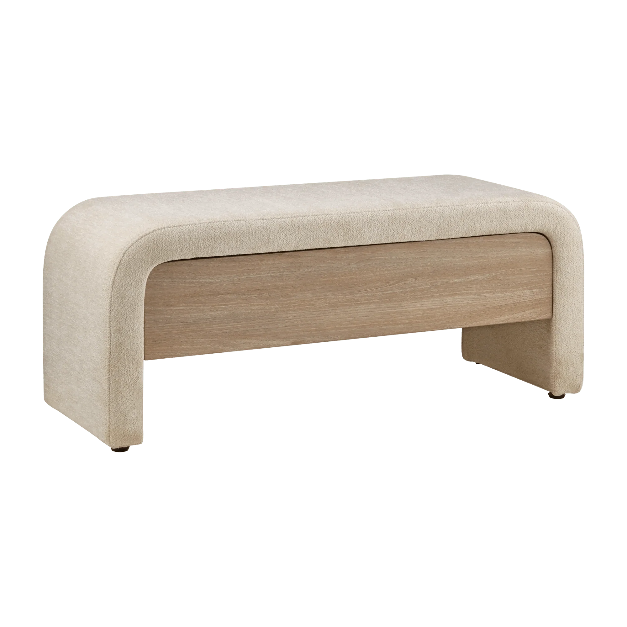 Fabric and Wood Bench with Storage