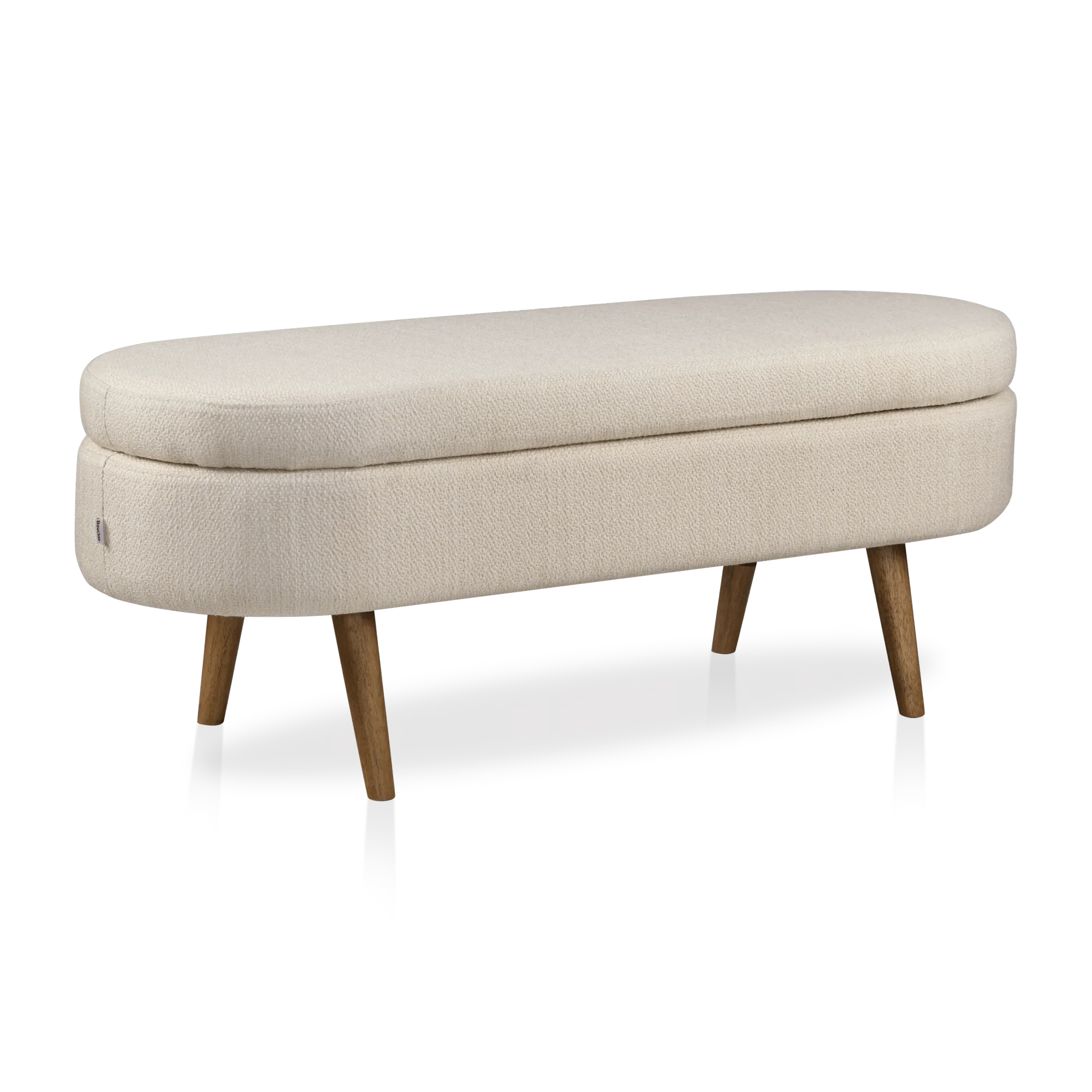 Fabric Storage Bench on Wooden Legs