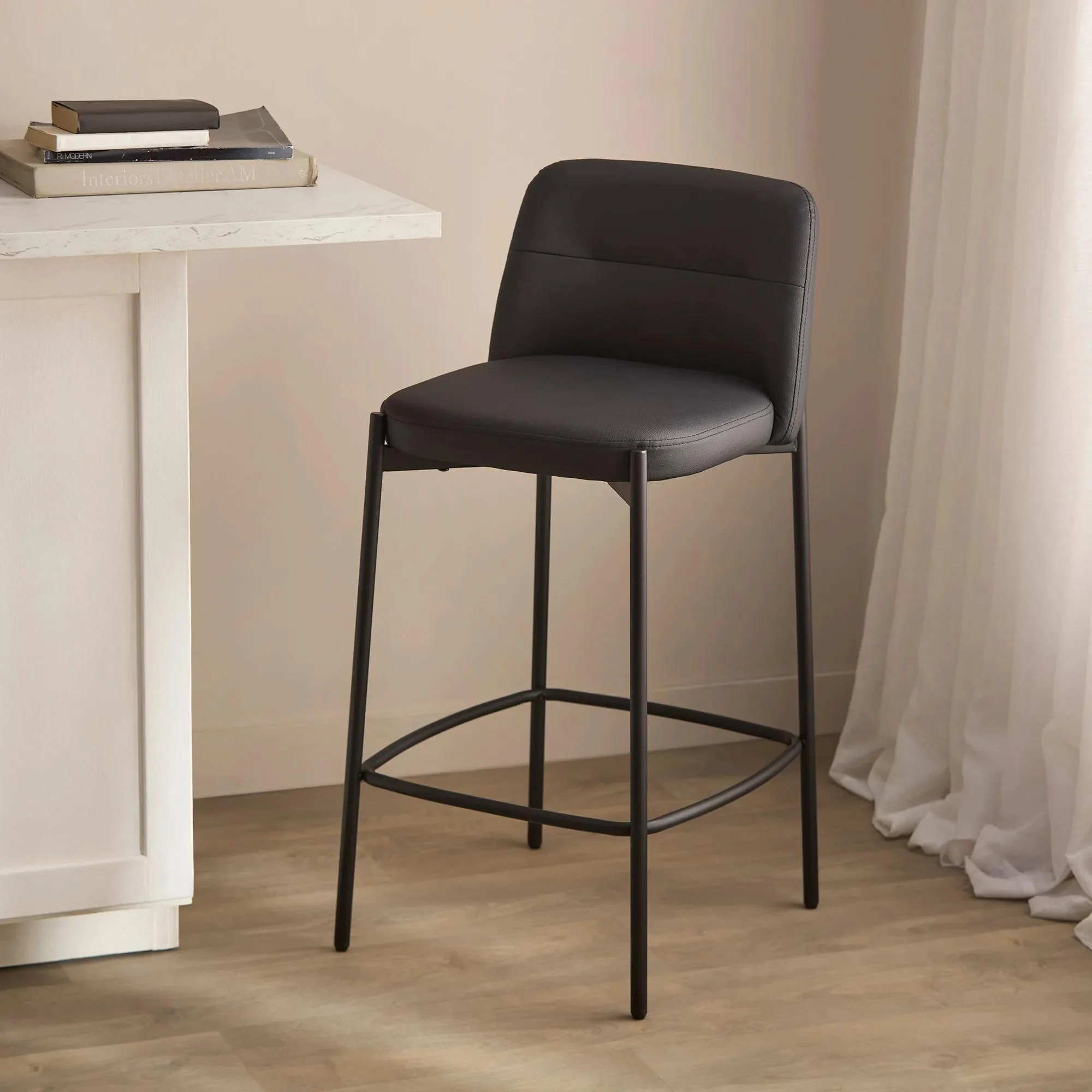 Faux Leather and Metal Bar Stool - Image 6