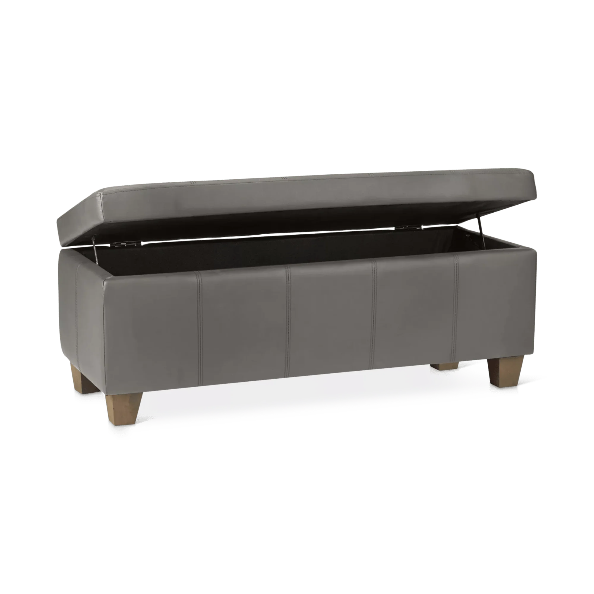 Grey Faux Leather Storage Bench - Image 2