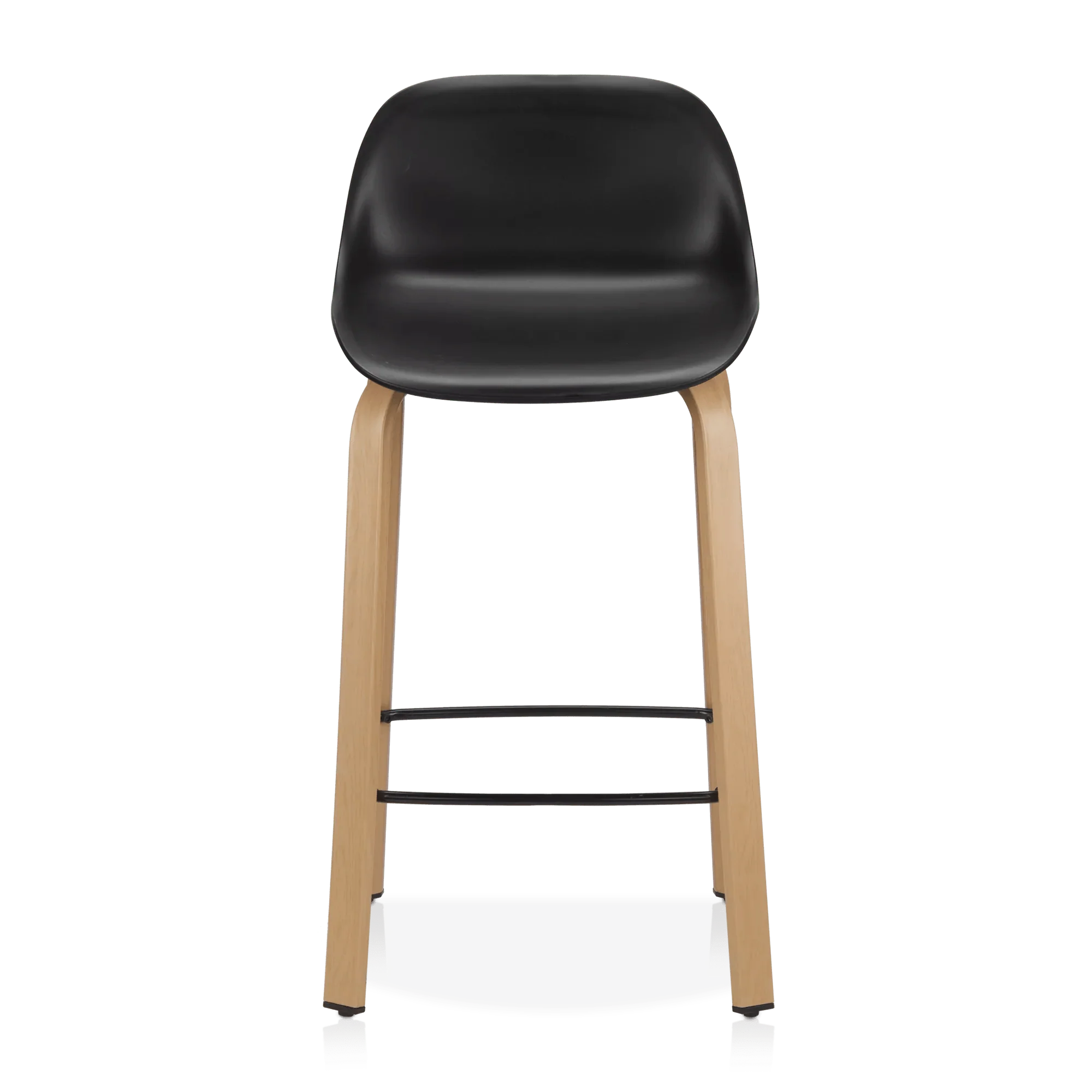 Black Plastic and Wood Metal Veneer Counter Stool - Image 5