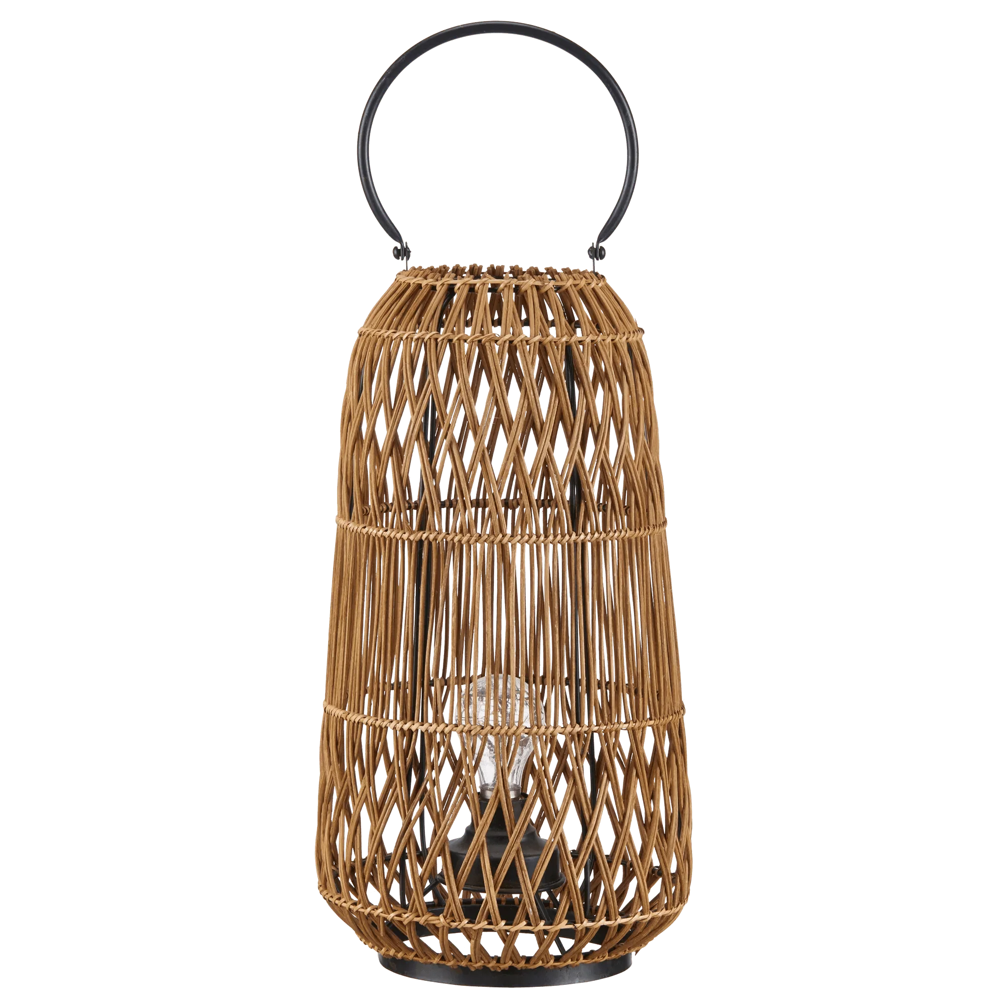 Rattan Lantern with Metal Handle