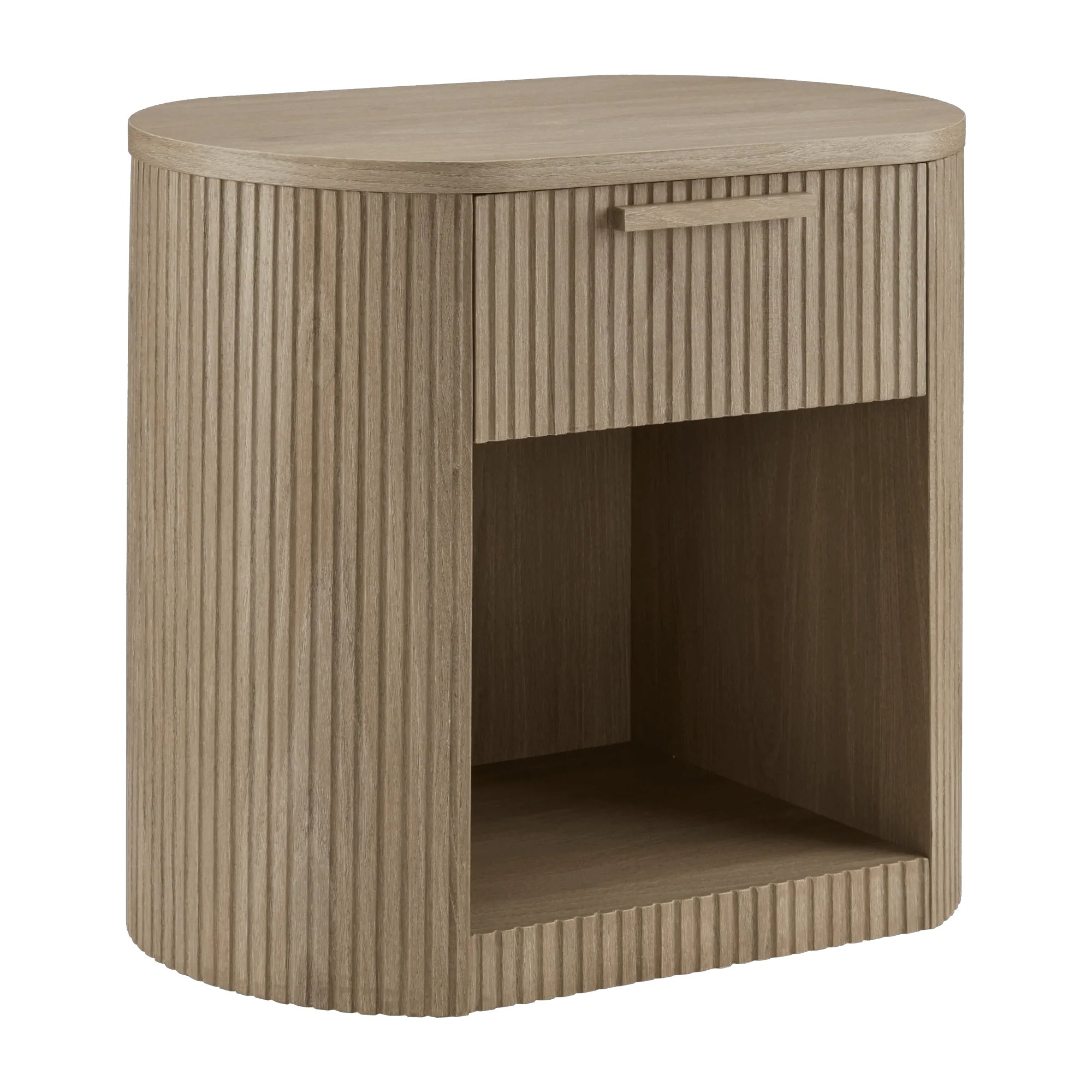 Ribbed Side Table with Drawer