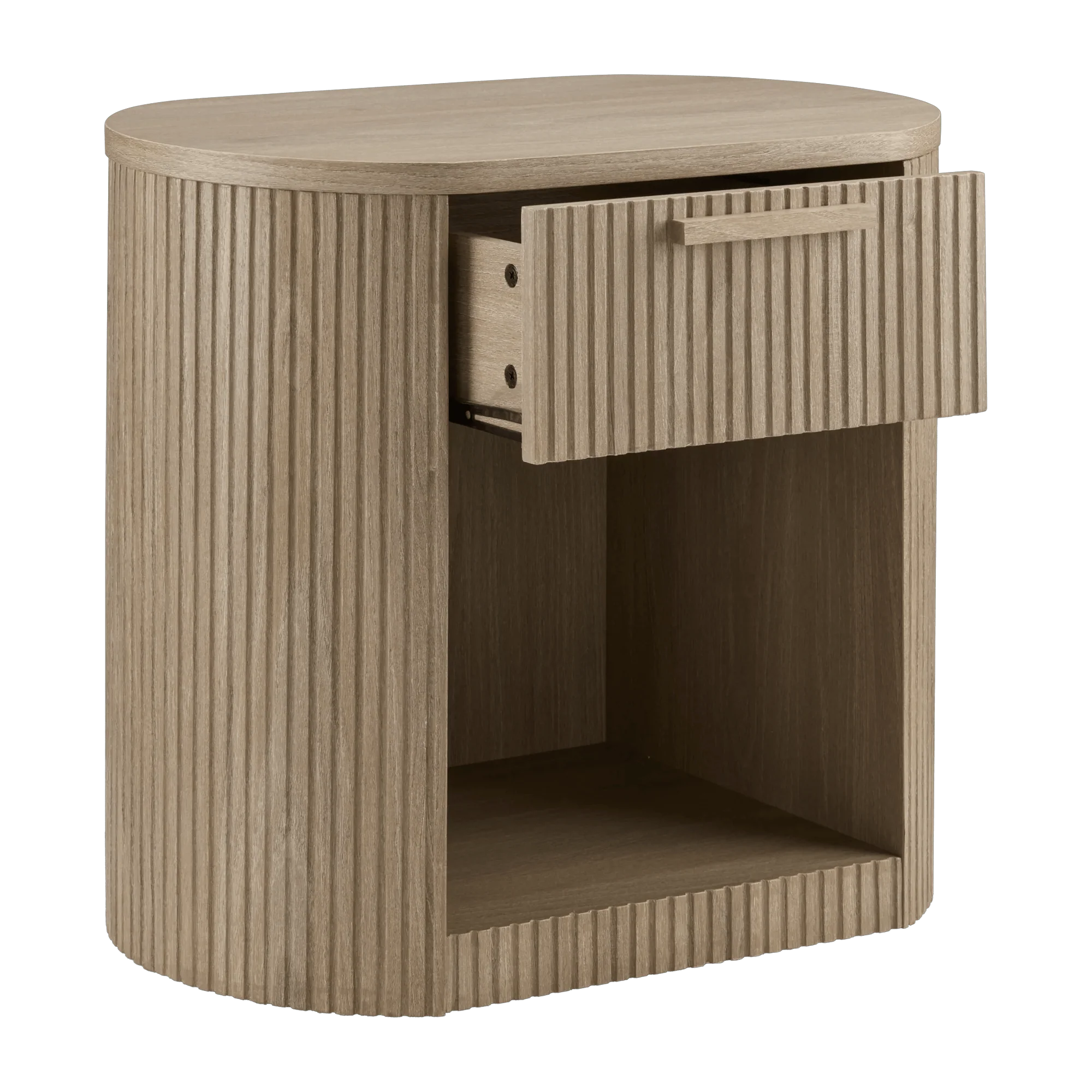 Ribbed Side Table with Drawer - Image 3