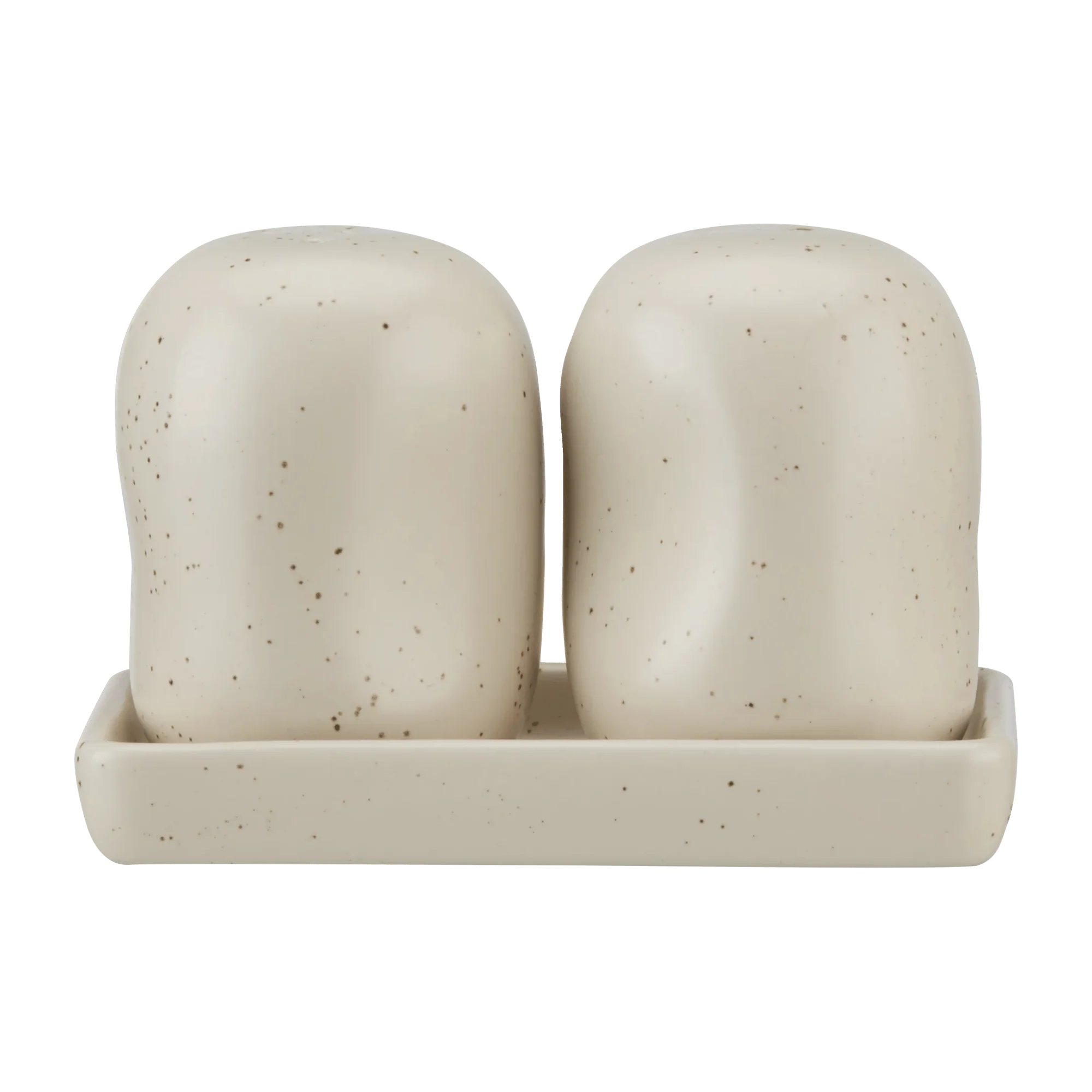 Set of Salt and Pepper Shakers on Tray