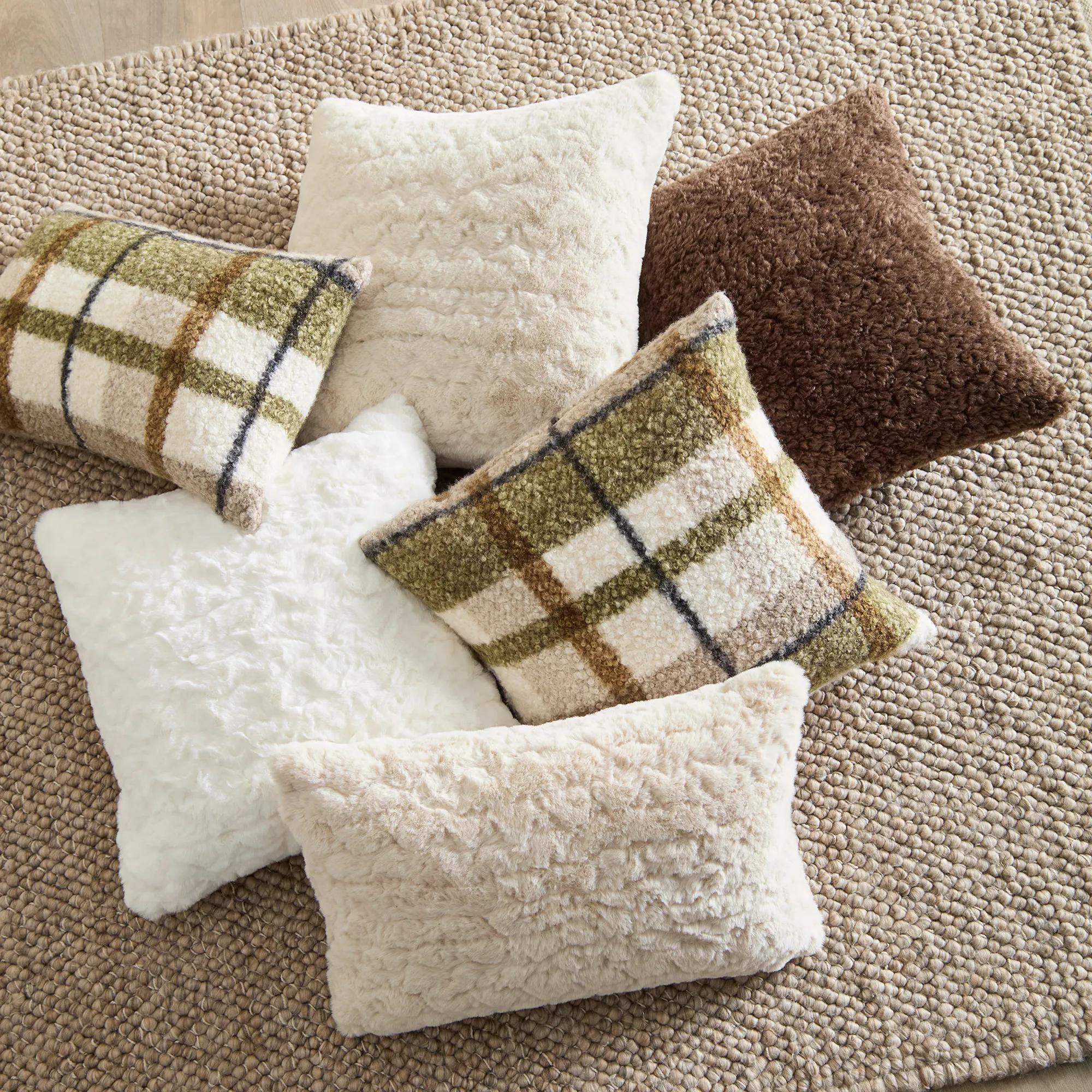 Oatmeal Sheep Faux Fur Throw Pillow - Image 7