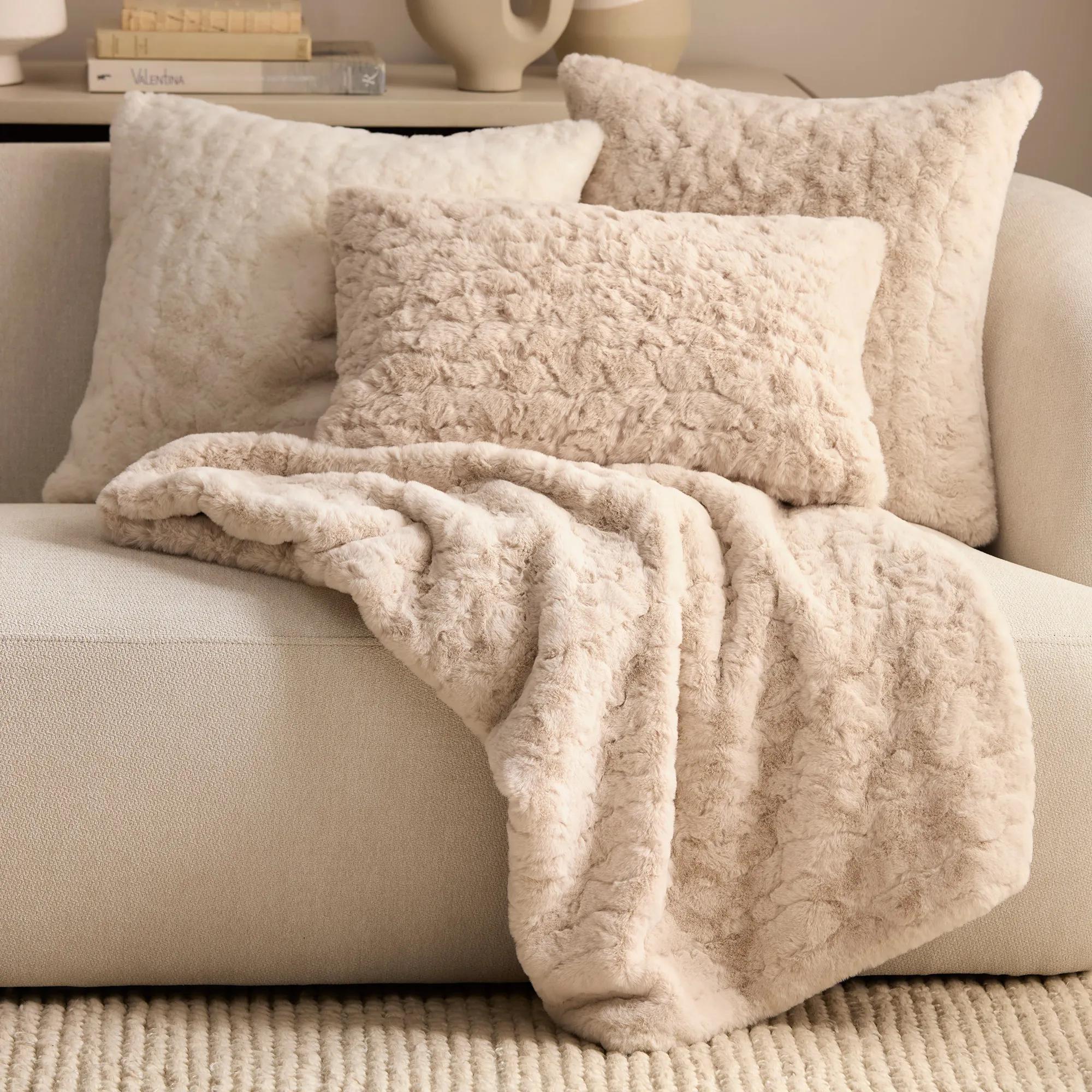Oatmeal Sheep Faux Fur Throw Pillow - Image 4