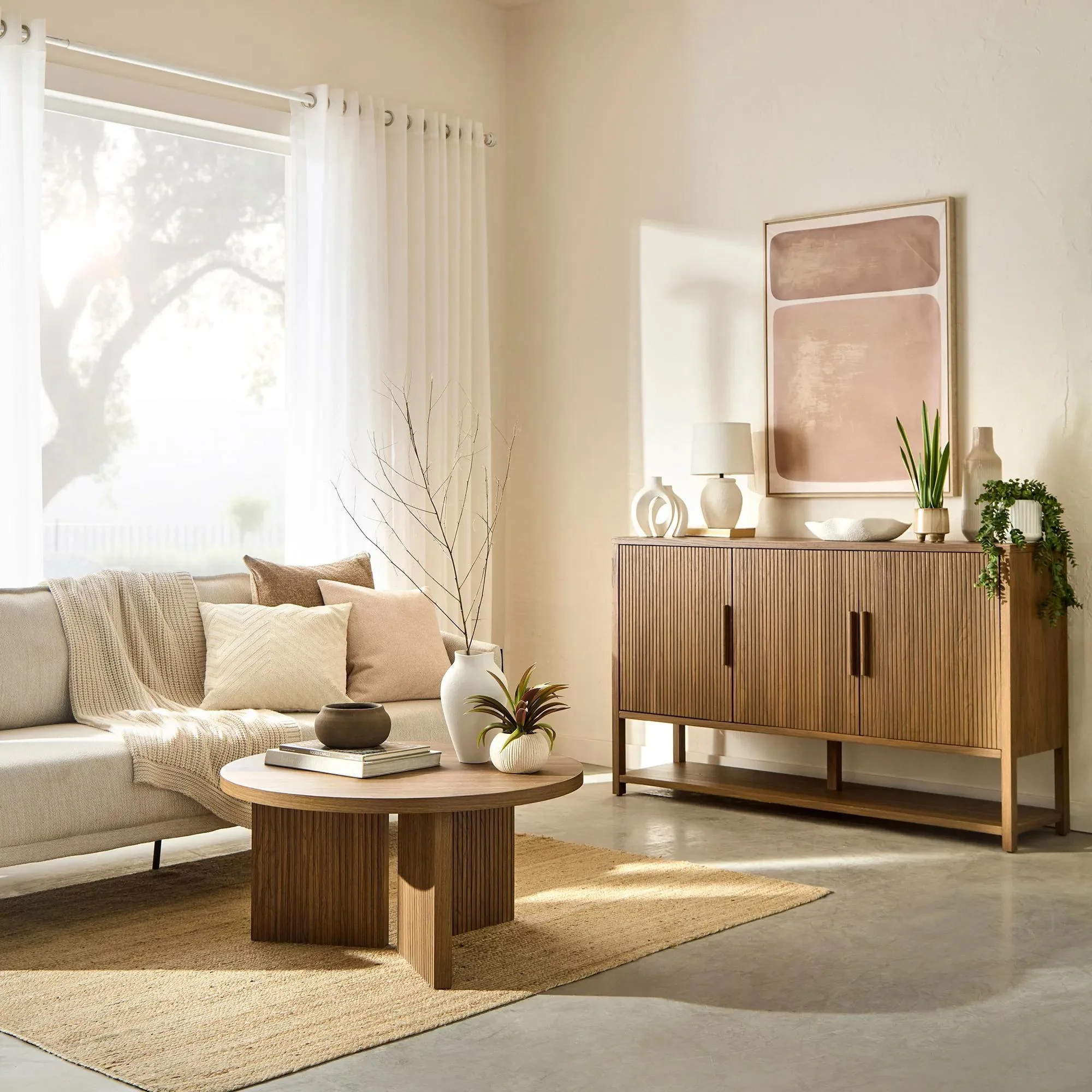 Walnut Wood Buffet Sideboard - Image 9