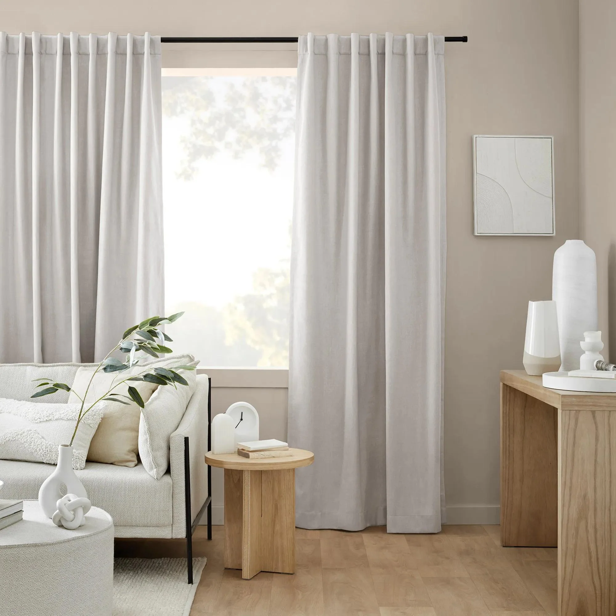 Off White Taha Rod Pocket Back Tab Blackout Curtain