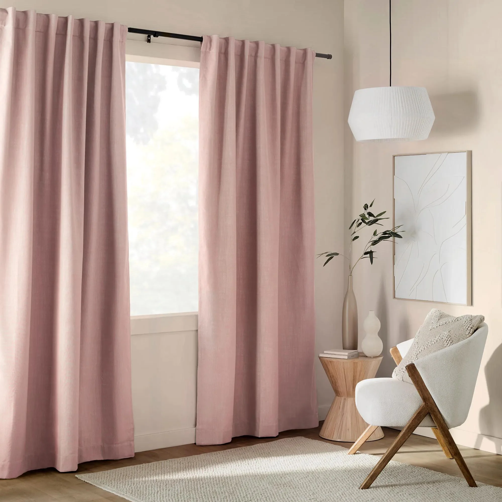 Pink Taha Rod Pocket Back Tab Blackout Curtain