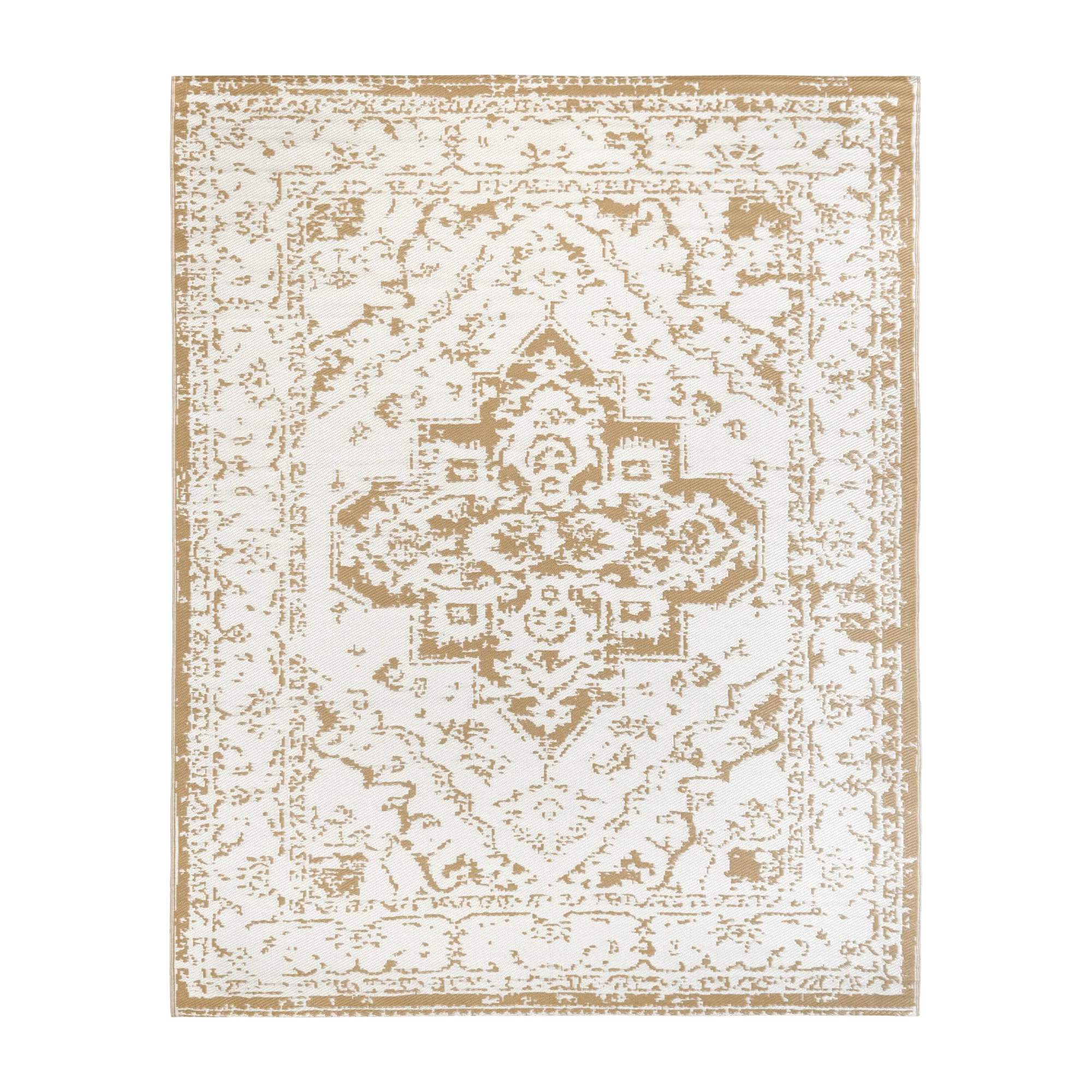Two-Tone Beige Medallion Reversible Rug