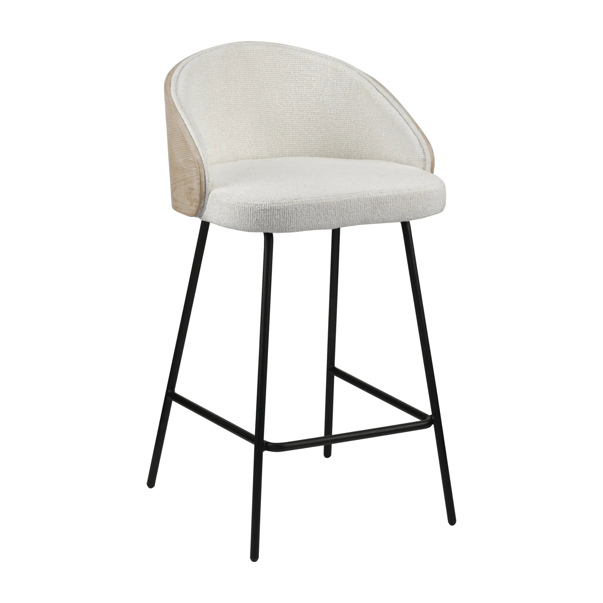 Upholstered Bar Stool with Wood Back