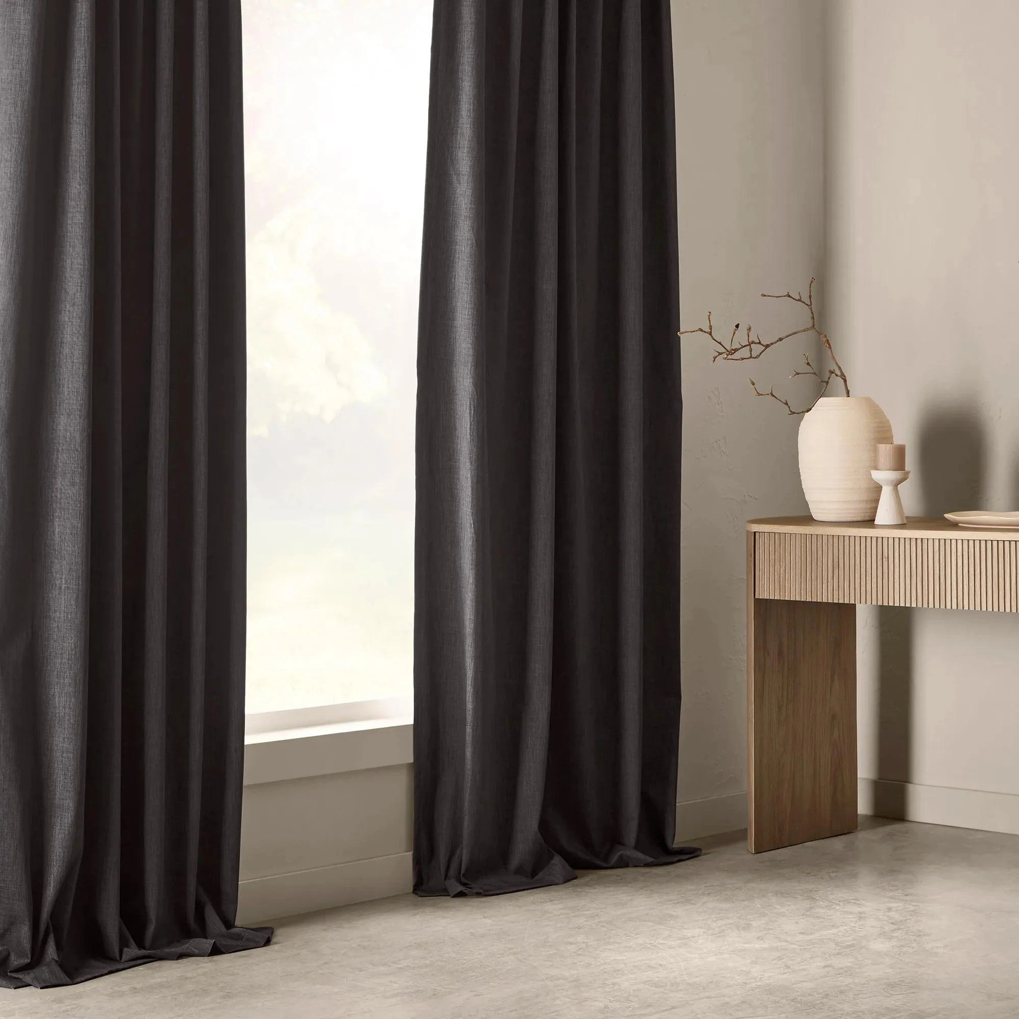 Black Vence Blackout Curtain with Hidden Back Tab